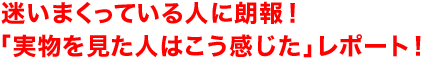 迷いまくっている人に朗報!「実物を見た人はこう感じた」レポート!